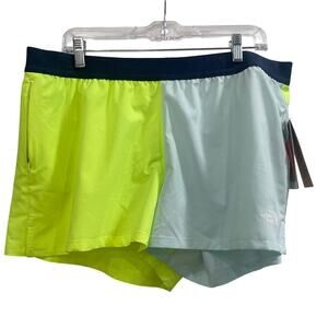 NWT The North Face NeonYellow Mint Blue W Wander Athletic Shorts Size XL